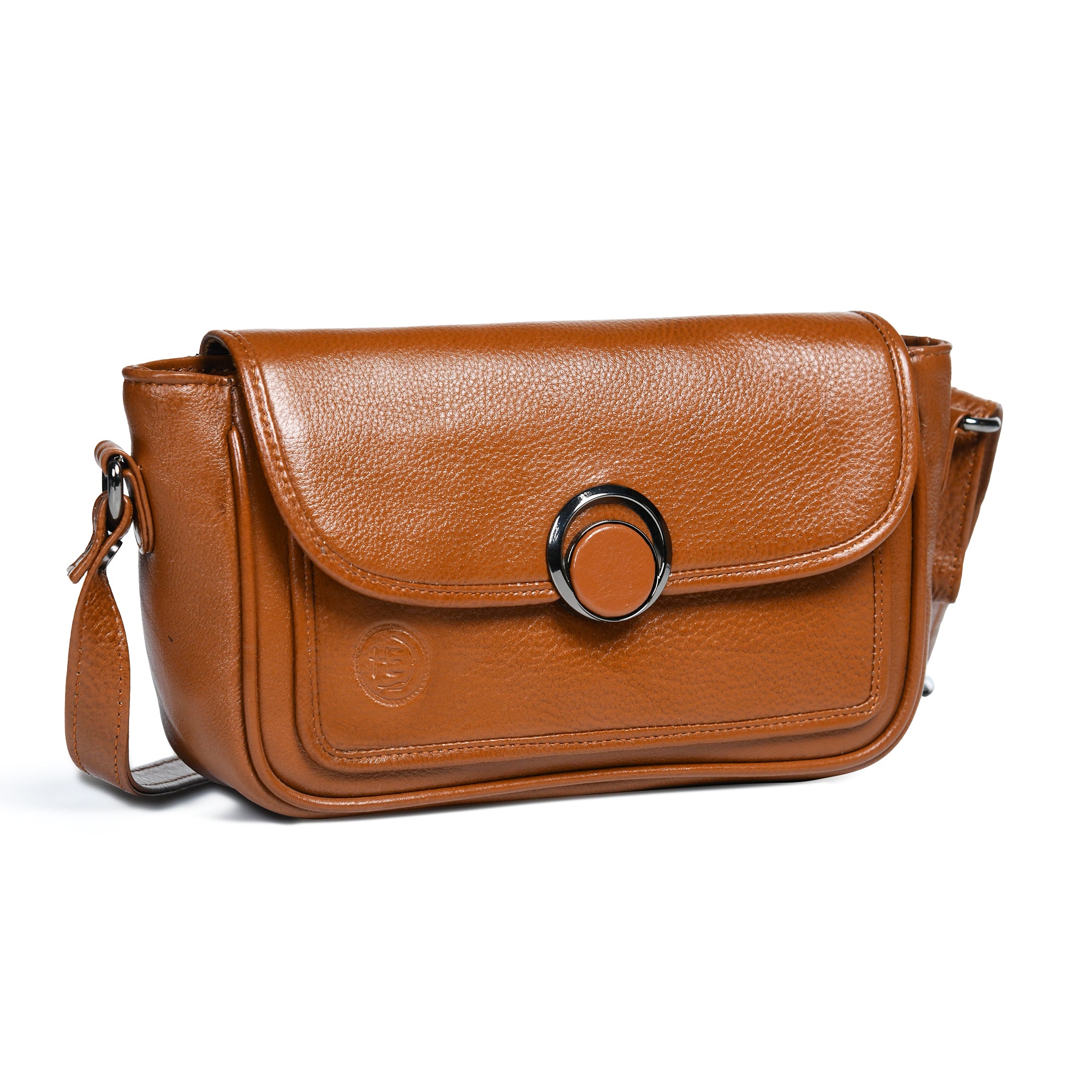 Verdant Elegance Women's Leather Handbag - Tan Colour